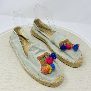 Soludos Camel Flats Espadrilles 9 Smoking Slippers Slip On Shoes Tassel Blue